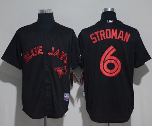 Blue Jays #6 Marcus Stroman Black Strip Stitched MLB Jersey